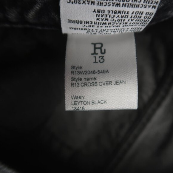 R13 Cross Over Jeans in Leyton Black Size 25 - Picture 15 of 16